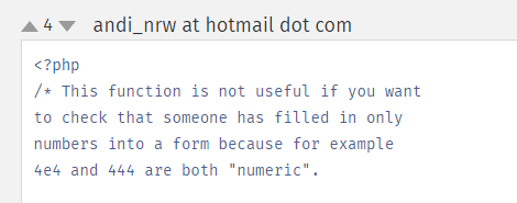 Funkcja is_numeric